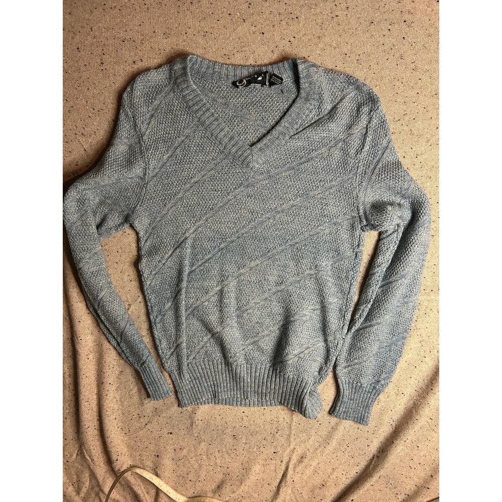 Vintage 80s GAP Women’s Wool Blend Sweater Light Blue V-Neck Pullover Medium